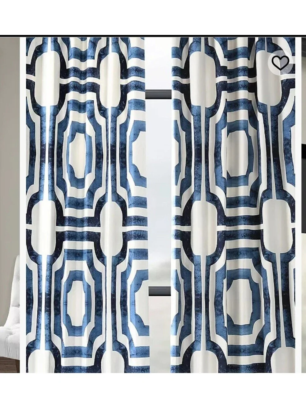 Exclusive Fabrics & Furnishings Mecca Blue Geometric Curtain 2 Panels 50x108